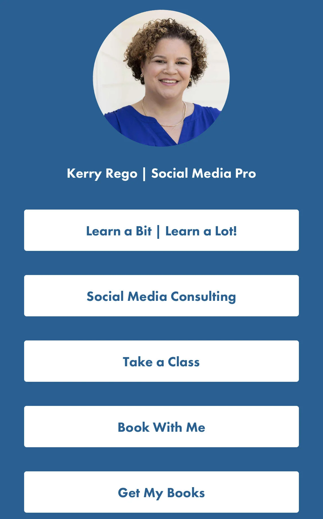 centralized social links landing page